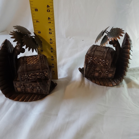 Treasure Chest Island Bookend Palm Tree Chests Pirate Unique Set. - Picture 10 of 10